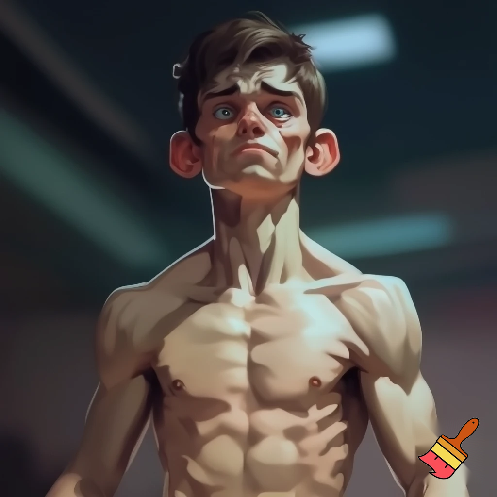 A mixed martial artist who has gone down two weight classes for a fight. His cheeks are sunken and his ribs are visible and his muscles stand out alarmingly. Nonetheless, he stands tall and steady. His eyes are watery blue, his hair is brown and his ears stick out. For once in his life, he is ready to win.