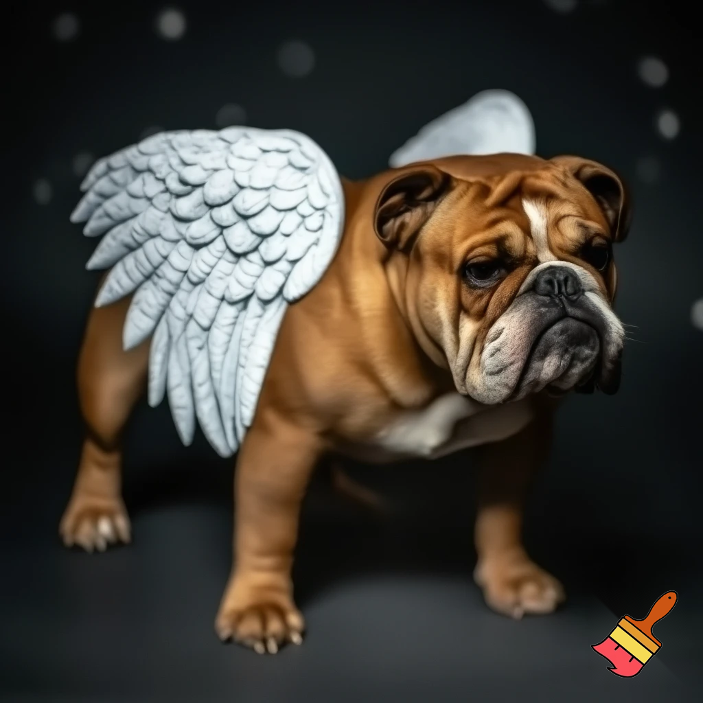Gangster dog with angel wings