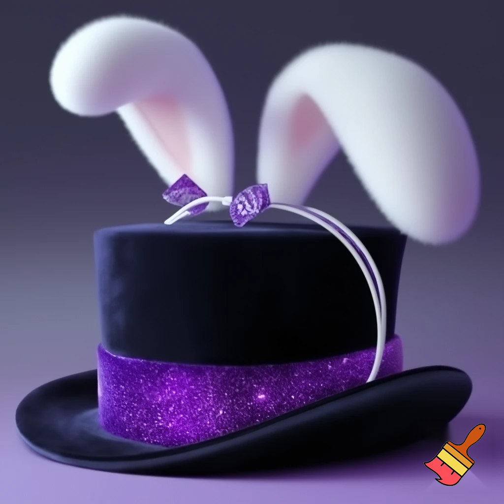 Black top hat with bunny ears velvet white and purple purple and white headband fabric and velvet glitter, purple and pink special present true special and delicate velvet white purple Easter bunny is bunny top hat velvet?