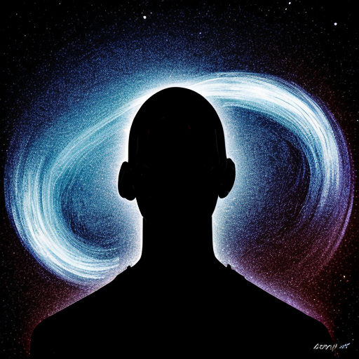 A shadow man in a prizm floating in space