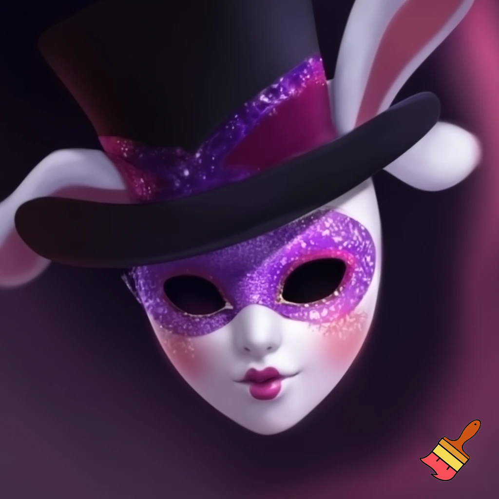 Black top hat with bunny ears velvet white and purple purple and white headband fabric and velvet glitter, purple and pink