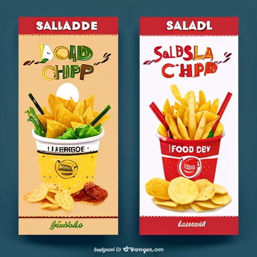 create a poster for food stall "chips-salad , lemonade" both are different food items 
