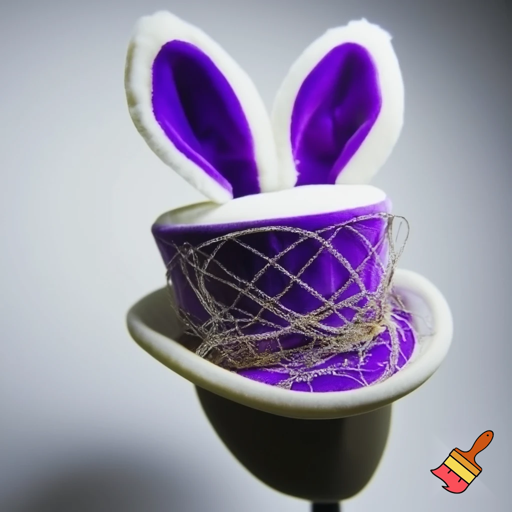 Easter top hat with headband, Easter bunny ears, purple and white velvet and fabric purple and white gold, gold and silver special delicate hat