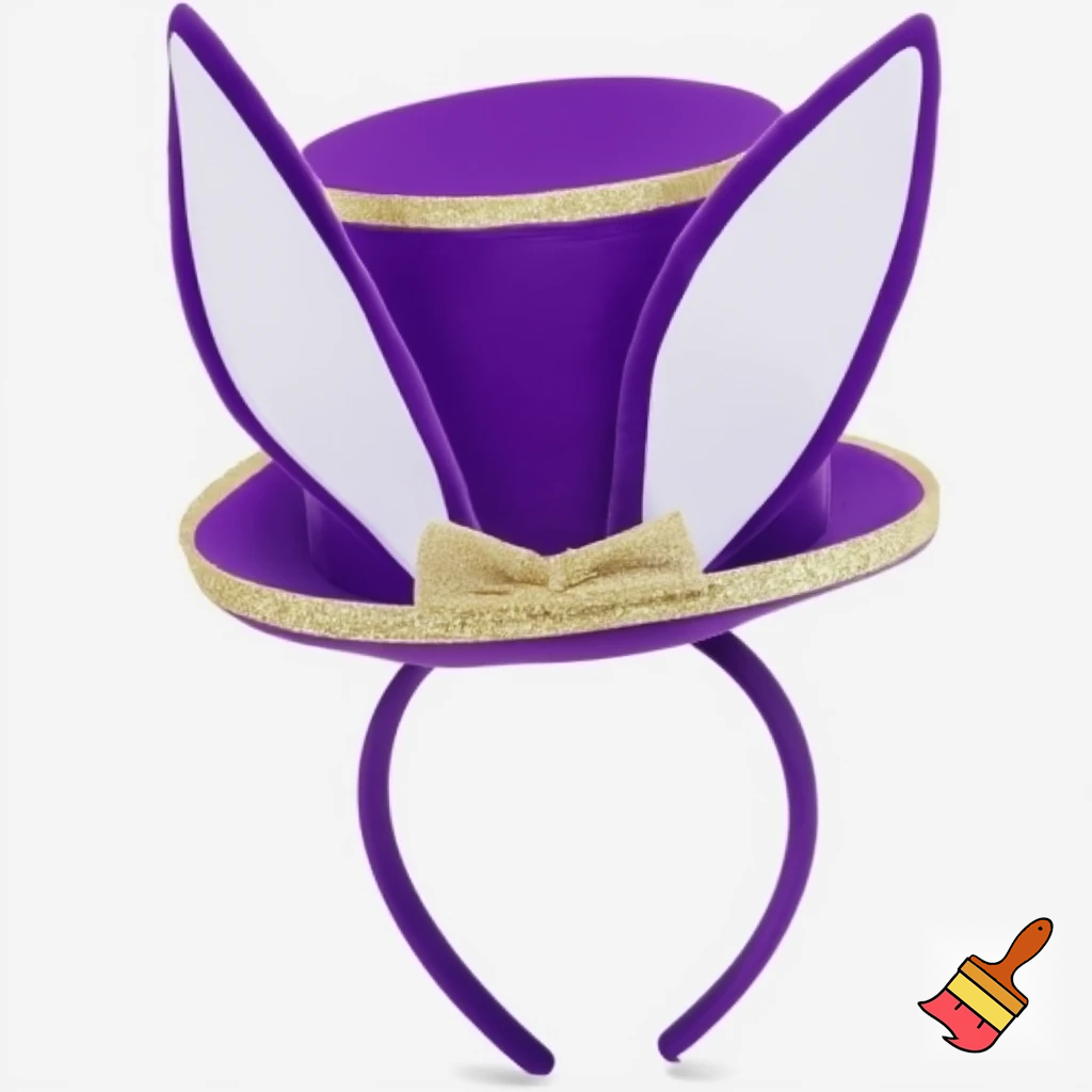  Purple and white Easter bunny headband top hat headband with gold