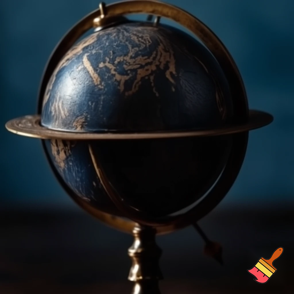 can you create a logo taht is dark navy blue and it showtype an compas in a globus form, that a compas is insted a globus, old globe with stand and looks like this but with compas  