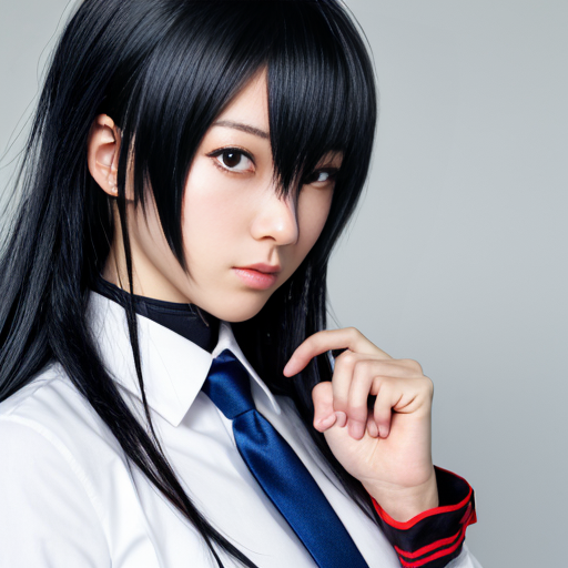 Haruka Sakura from Wind Breaker anime, male character, upper body portrait, serious and silent expression, battle-ready stance with slightly turned shoulders, hair short, straight with slight waves at ends, left side hair white, right side hair black, hair slightly messy and flowing with motion, heterochromia eyes: left eye gold, right eye dark blue, sharp and focused gaze, natural anime skin tone, wearing standard Furin High School uniform with small tears and battle damage details, white shirt slightly rumpled, navy blazer with emblem, red necktie, hands clenched and ready for combat, anime-style gloves on hands, dynamic pose suggesting imminent action, subtle motion lines for movement, simple light-colored background, clean and sharp anime line art, vibrant and saturated anime colors, realistic shadows and highlights on hair and clothing, determined and calm demeanor, slight wind effect making hair and tie move, upper body emphasis showing shoulders and chest area clearly, faithful to original character design, intense and focused aura.