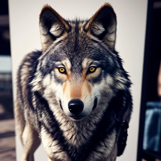 Wolf on four legs with cute cloths female