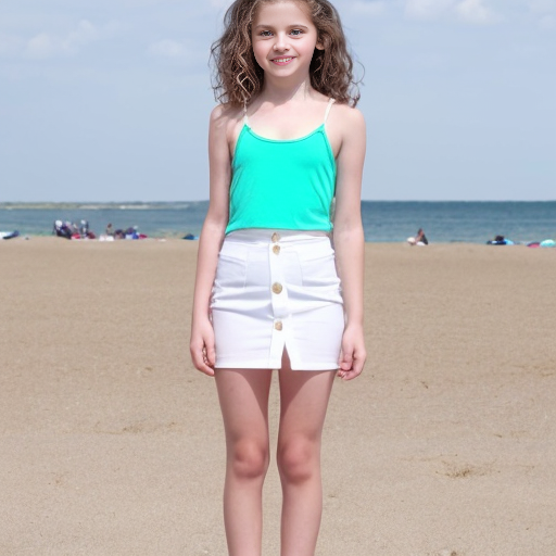 A girl who is 16 with brunette hair with lighter highlights and she has beach curls .she also has brown eyes  She is wearing a white mini dress with thin straps. There is her brother a 14 year old boy the same height as her and he has curly brunett hair and brown eyes. He is wearing a white shirt and blue jeans. There is another girl who is 10 and she is wearing a pink tank top with a white mini skirt.she is shorter than both of the other people.They are all siblings. Also make it look like a realistic photot
