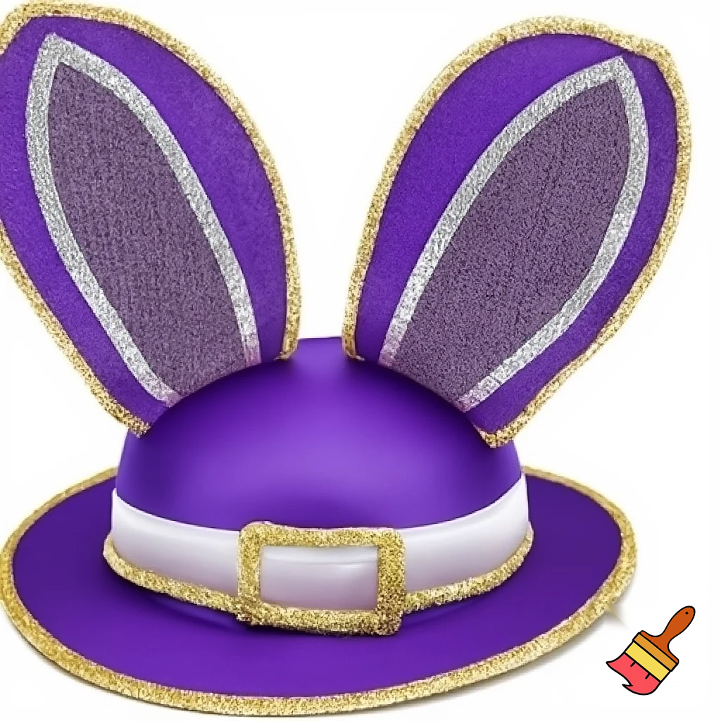 Easter bunny top hat headband, purple and white gold and silver top hat