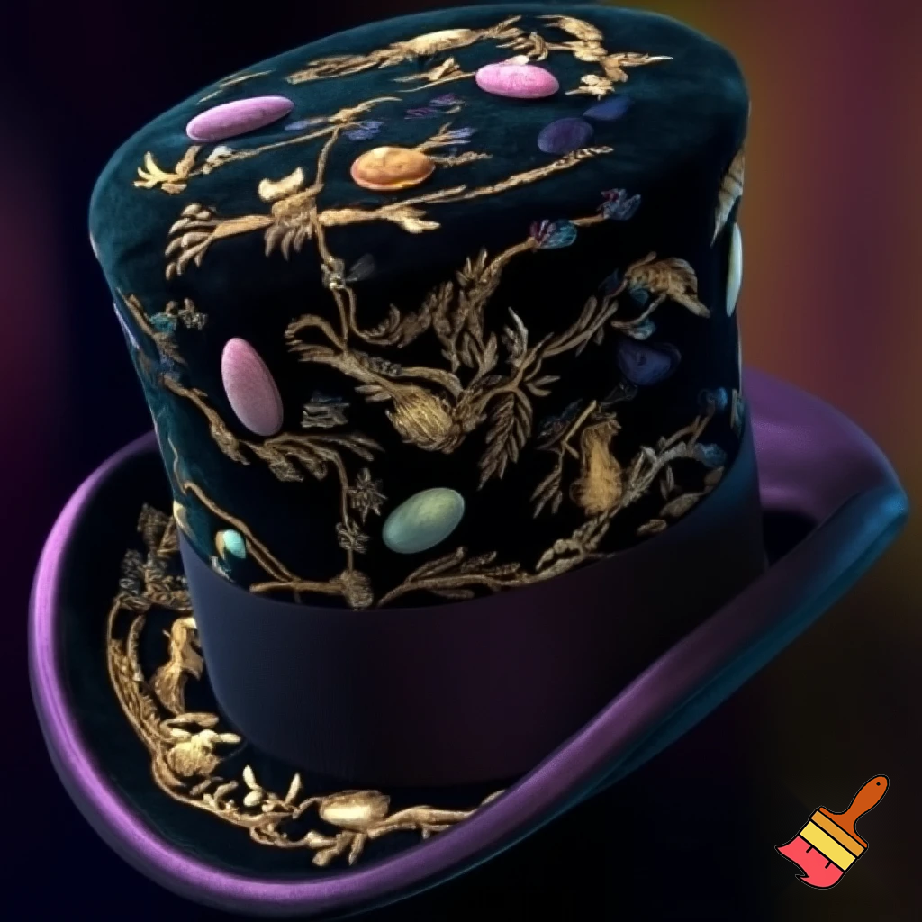 Willy Wonka top hat velvet black and velvet Willy Wonka patterns Easter pattern velvet fabric