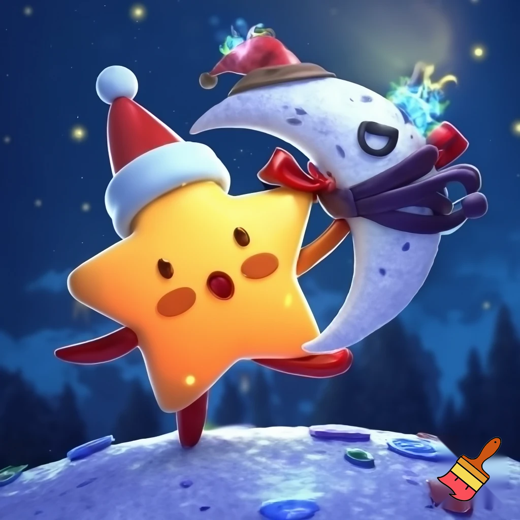 Star and the moon christmas cartoon