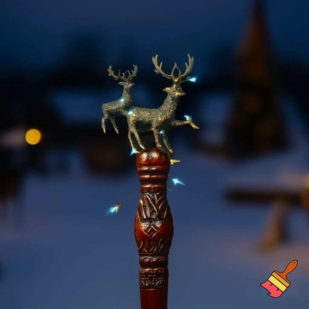 Russian Santa Claus walking stick with with t reindeers magic walking stick a plastic plastic Russian Santa Claus walking stick magic walking stick magic or stick