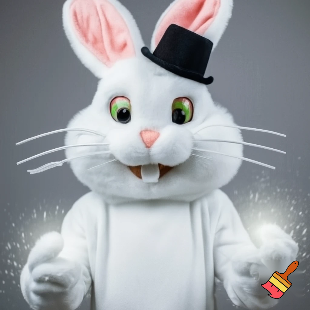 Easter bunny mascot costume top hat, whiskers magic
