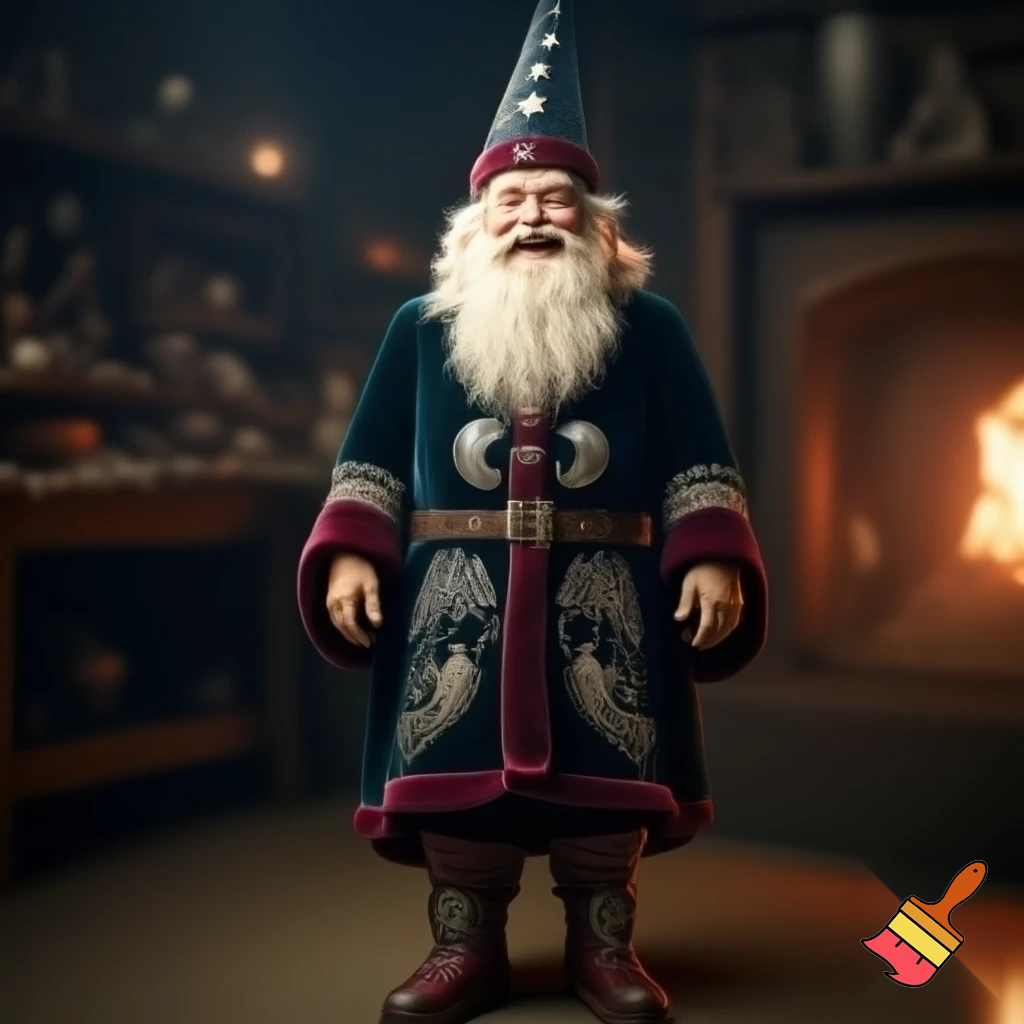 A wizard jacket Christmas jacket Santa Claus wizard Christmas shoes Christmas wizard hat a large one