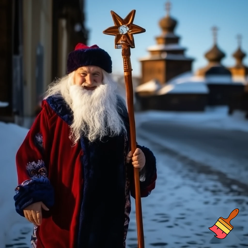 Santa Claus Russia, Santa Claus walking stick with a star the real Santa Claus