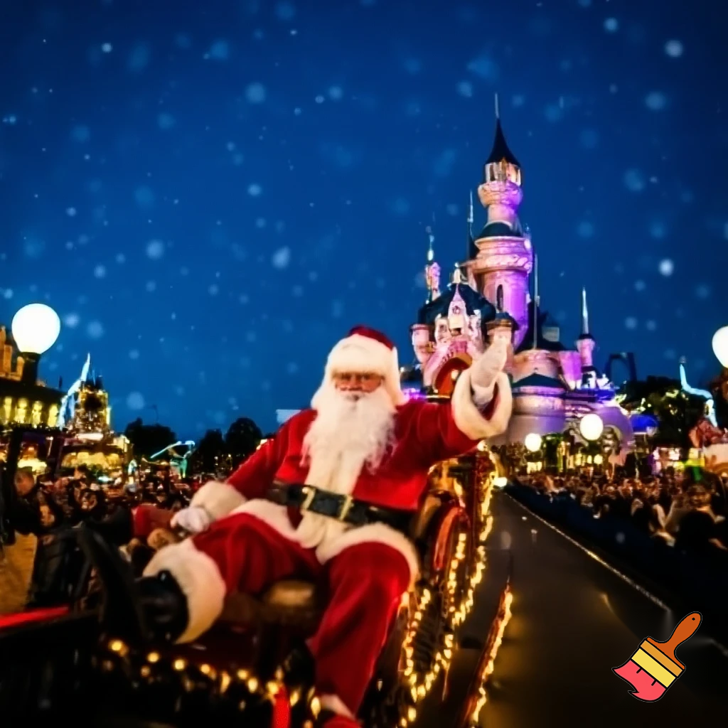 Santa Claus, France parade Paris Disneyland Santa sleigh castle Paris Santa Claus