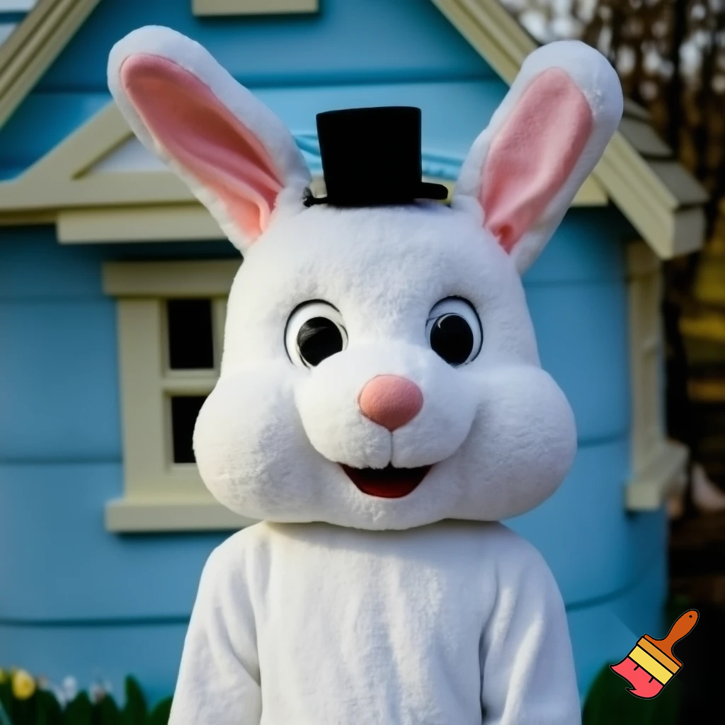 Easter bunny mascot costume top hat Easter only sells house