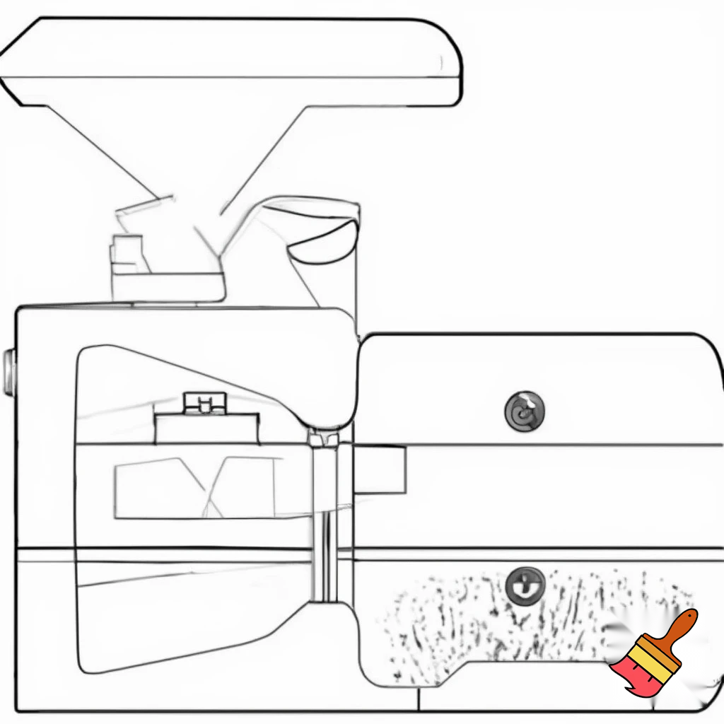 Make image a Blueprint of a cat food can machine that make dogs into cat food cans