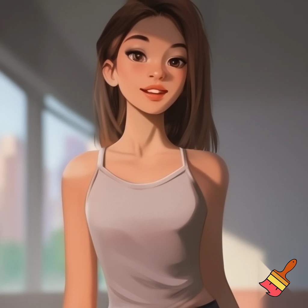 full body view of teenage girl in a tank top