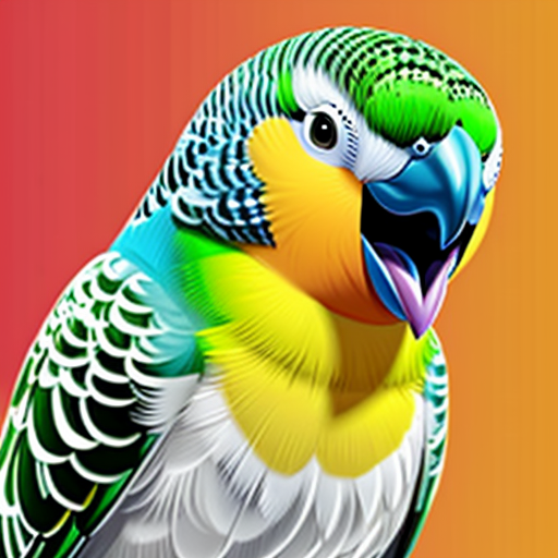 murray the budgie green with a yellow head, an a big toothy grin