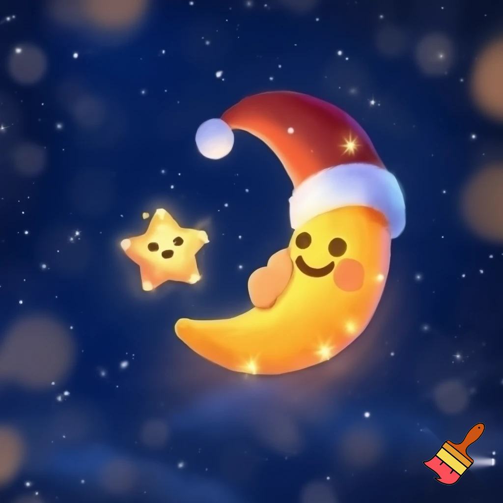 Star and moon christmas cartoon