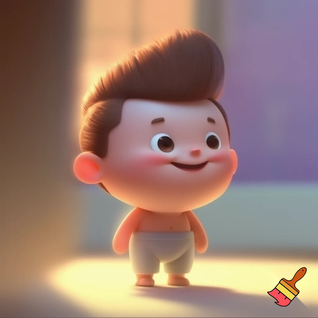 Chubby boy with toilet brush haircut 