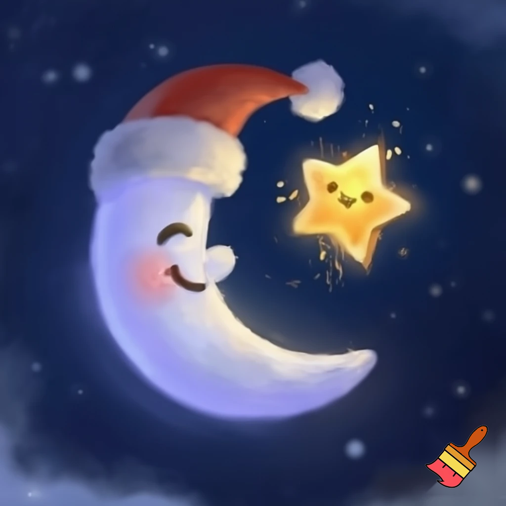 Star and the moon christmas cartoon