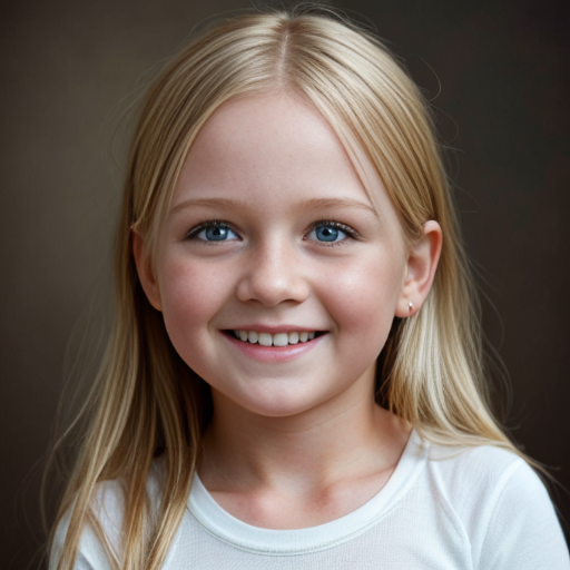Finnish little girl, blonde, straight hair, smiling