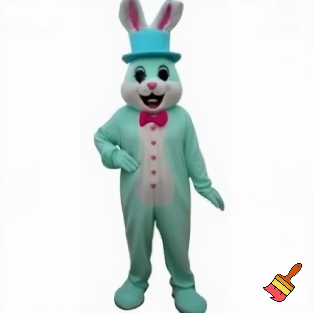 Easter bunny mascot costume, real person top hat