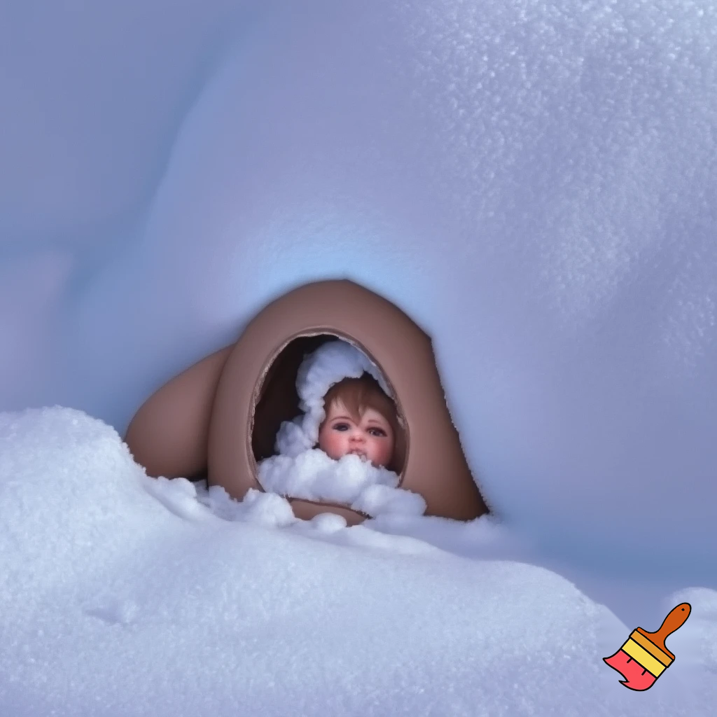 Put a kid inside a dog stuffed animal with the stuffing still inside and he’s getting buried in very, very deep snow