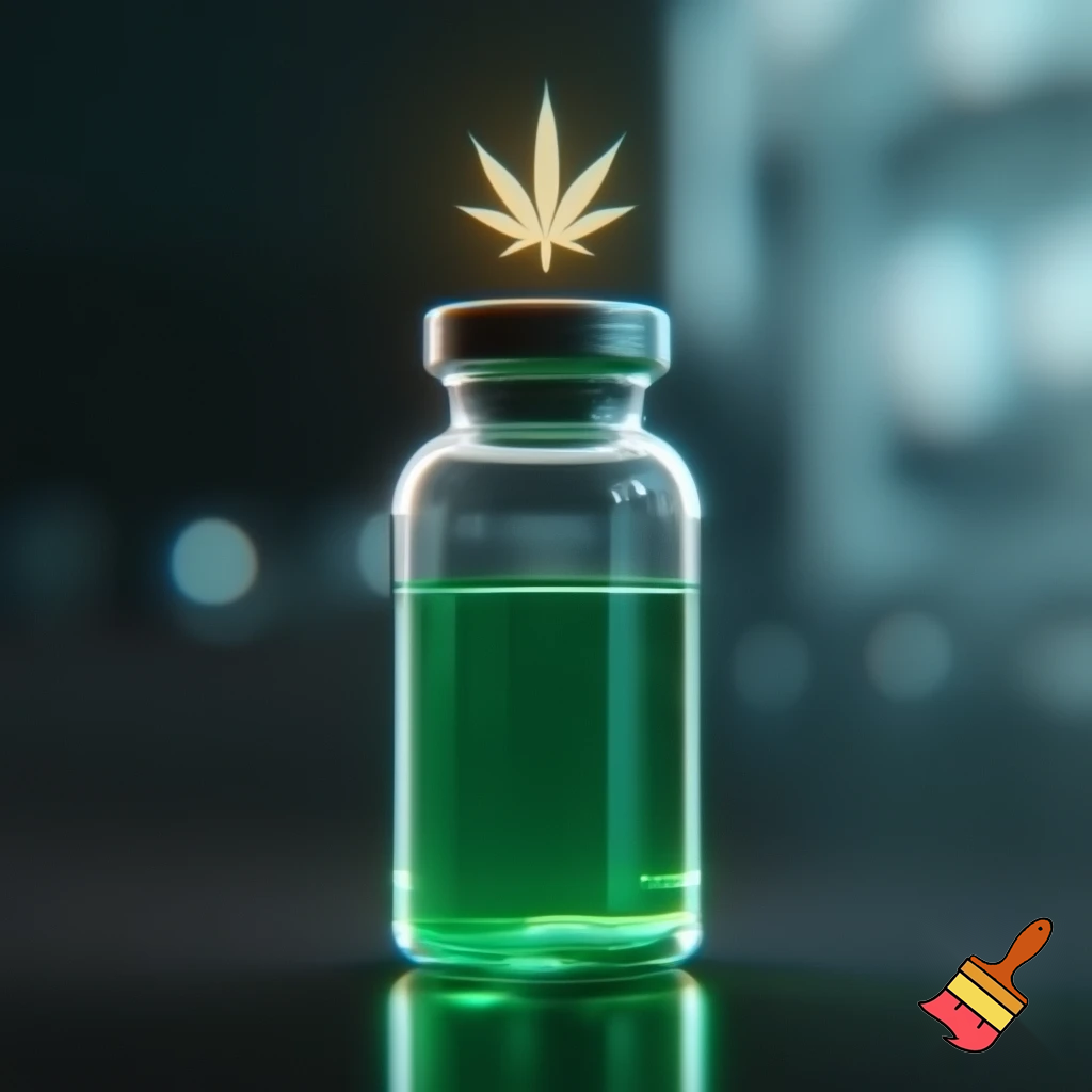 medical vial with weed symbol