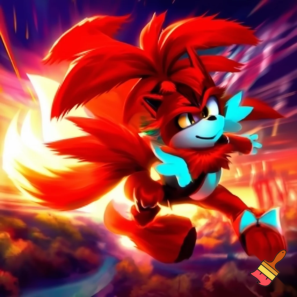 red tails sonic red klonoa red felyne cat monsterhunter fused into one creature