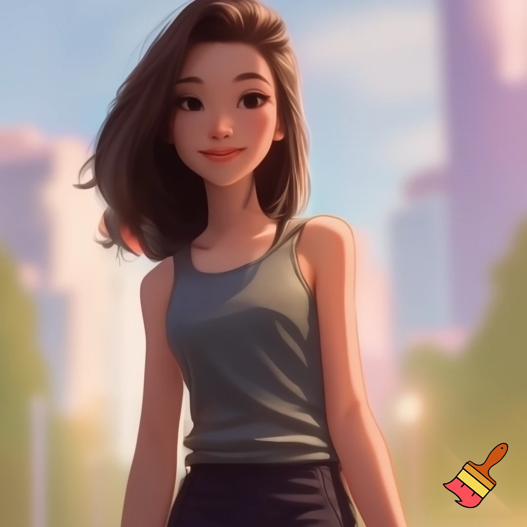 full body view of teenage girl in a tank top