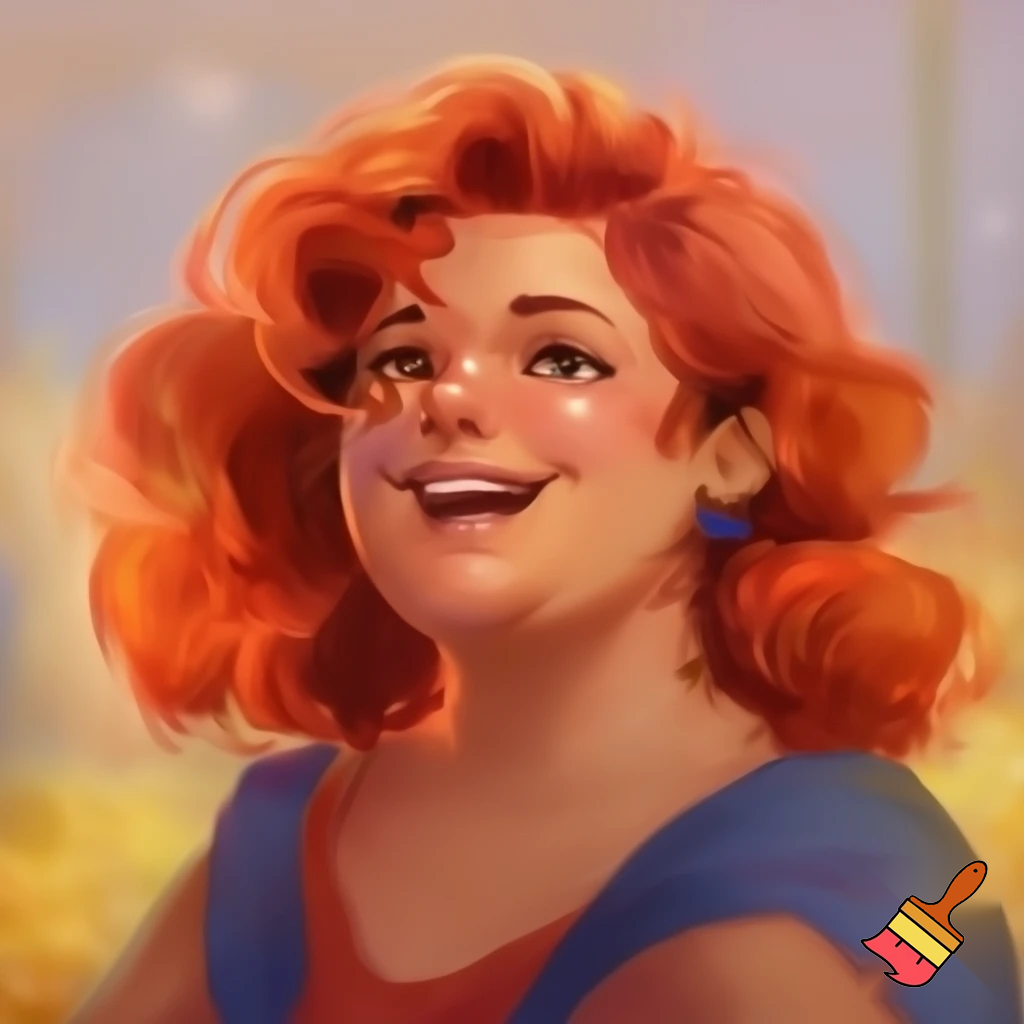 short, fat , obese short women with a big chubby neck and red hair