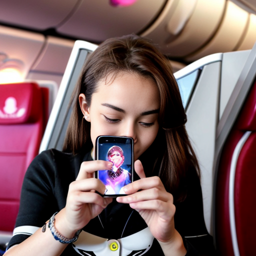 Goretzka play game on apple phone and Vanessa play game on apple phone at the plane