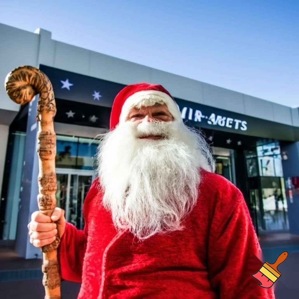 Santa Claus, Russia walking stick with the start the real Santa Claus shopping Centre in Australia
A star