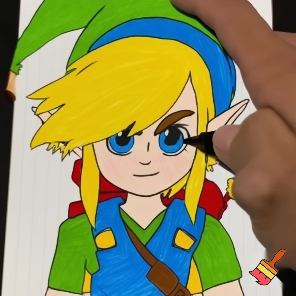 make a drawing of link from Zelda and Rocket league together