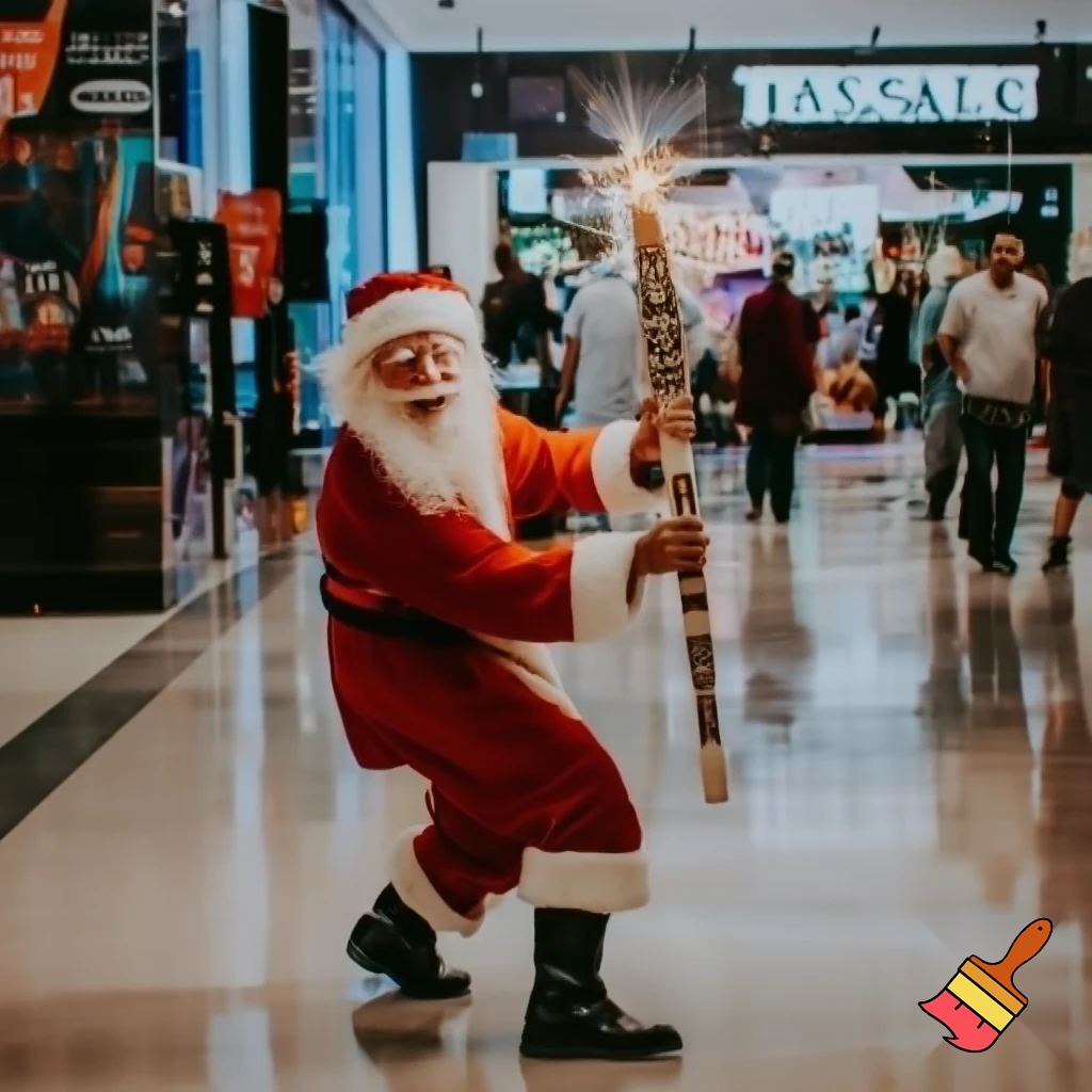 Santa Claus dancing shopping Centre walking Australian magic walking stick walking stick star