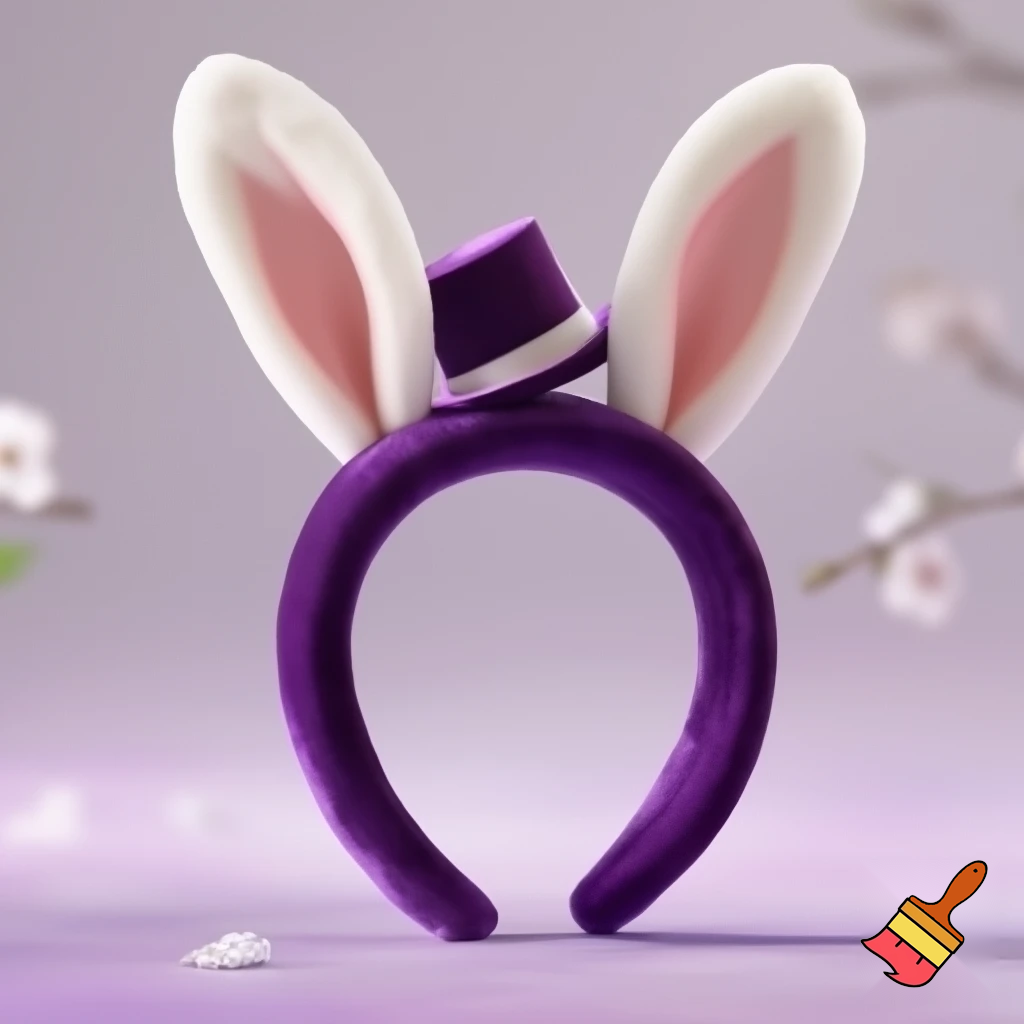 Easter bunny headband velvet Easter bunny, bunny ears, purple and white bunny velvet headband Easter bunny ears headband top hat