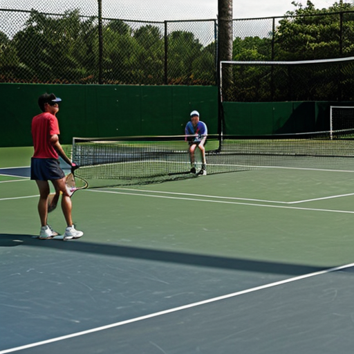 generate a group of poor people thinking on a tennis court.