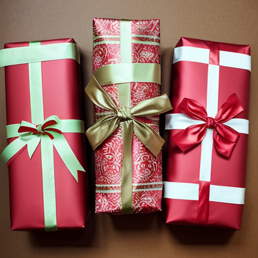 3 identical wrapped gifts
