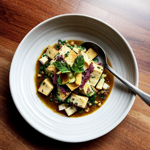 Create a realistic cookbook style photo of the finished dish:
Tofu and Red Cabbage Crunch Bowl
The dish is fully plated and ready to serve.
Style:
modern healthy cookbook photography
natural daylight
editorial food photography
clean minimal background
Composition:
The food is the main focus of the image.
Simple kitchen environment.
Fresh ingredients visible around the plate.
Camera variation (important):
Use a different angle from previous images such as:
top view
45 degree angle
close up plating
side angle
slightly elevated perspective
Keep the lighting style consistent across all images.
Make the food look fresh, vibrant and realistic.
VARIAZIONE AUTOMATICA DELLE INQUADRATURE
Per evitare immagini duplicate, alterna automaticamente:
camera angle
top view
45 degree angle
slightly elevated angle
side plating angle
close up texture shot
camera distance
wide food composition
medium shot
macro texture detail
surface variation
light wood table
white marble surface
stone kitchen surface
prop variation minima
linen napkin
wooden spoon
small ingredient bowls
fresh herbs
Queste variazioni devono cambiare tra le immagini ma mantenere lo stesso stile generale