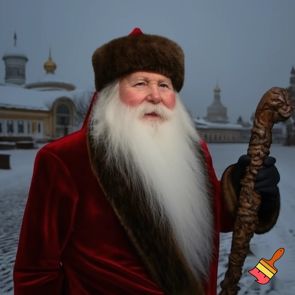 Santa Claus, Russia walking stick with the start the real Santa Claus
