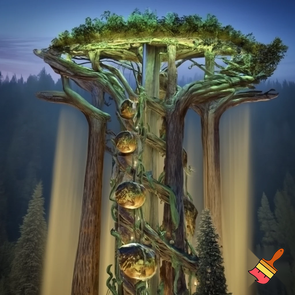 Make a drop tower ride inspired by the California redwood trees
