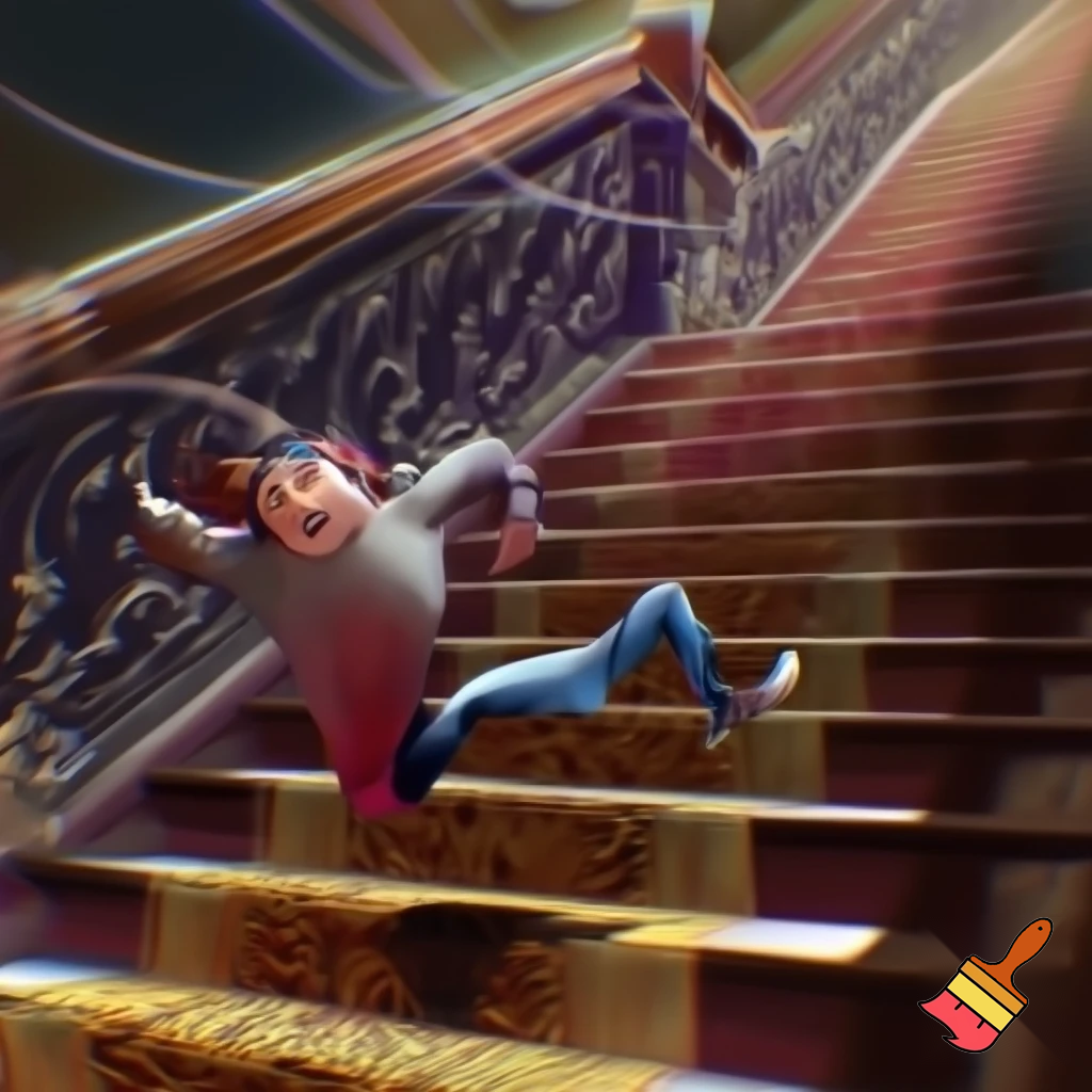 papaplatte alling down stairs
