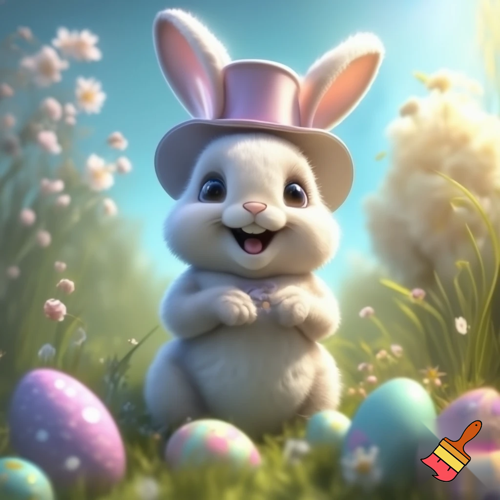 Easter bunny mascot costume top hat