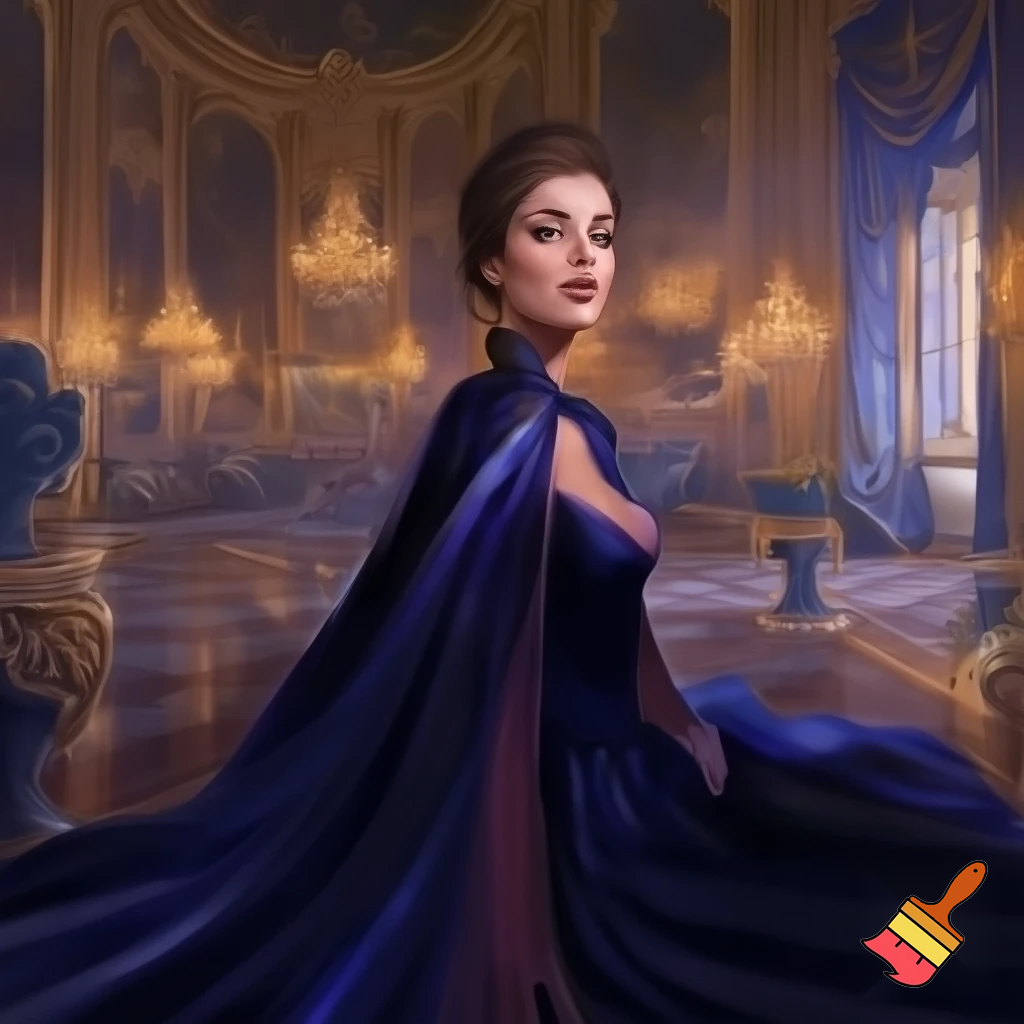 A beautiful woman standing in a stunning parlor, looking like a celebrity 