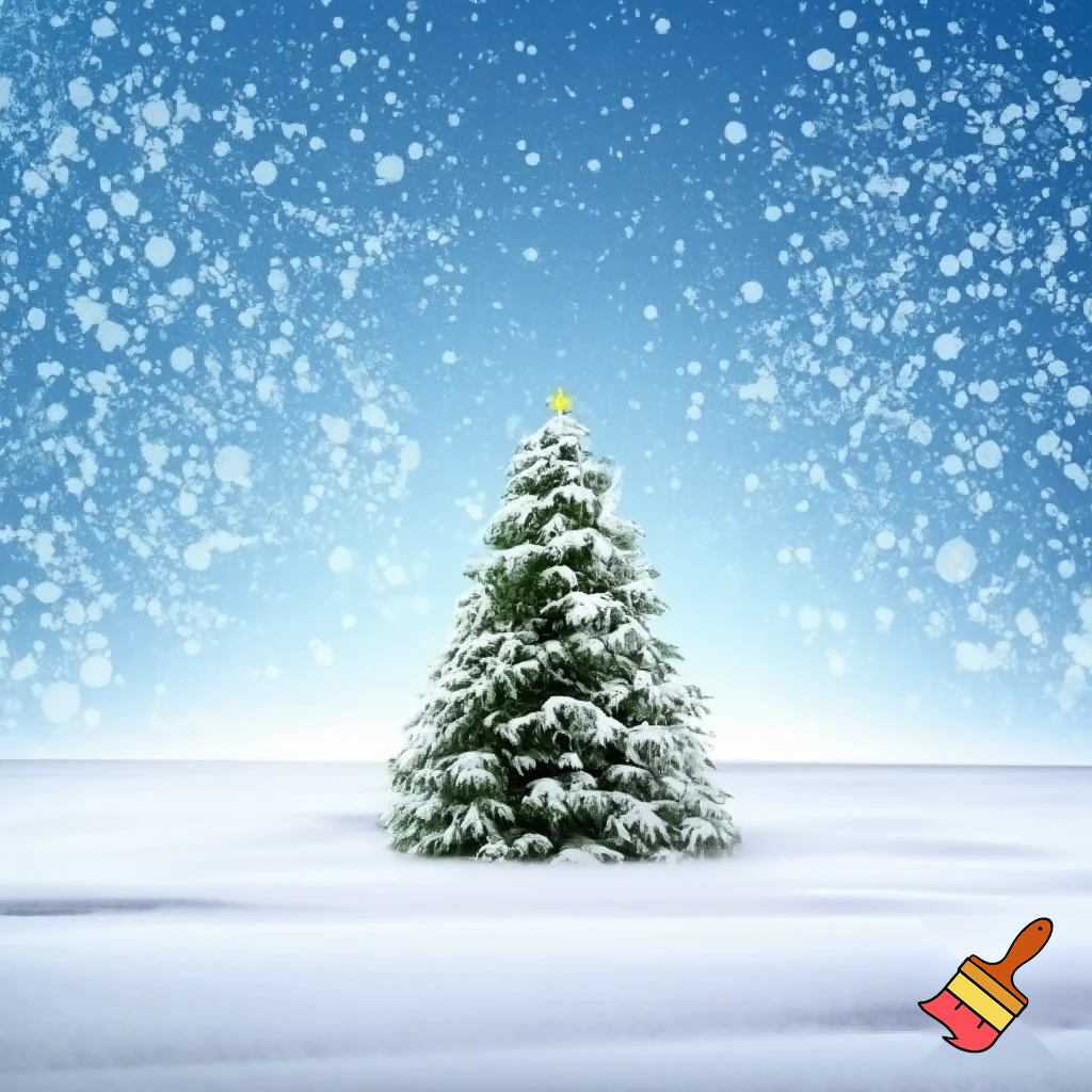 snow with a christmas tree