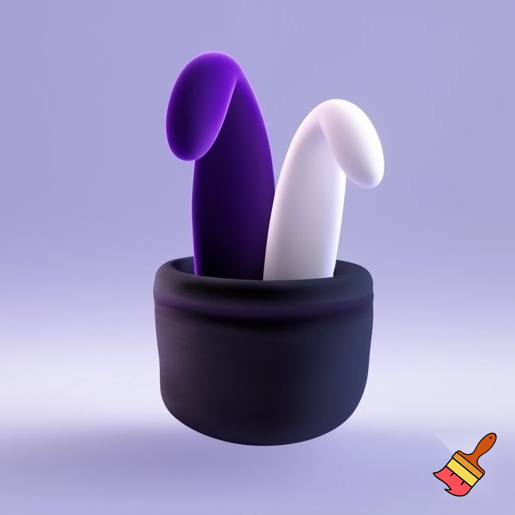 Black top hat with bunny ears velvet white and purple purple and white