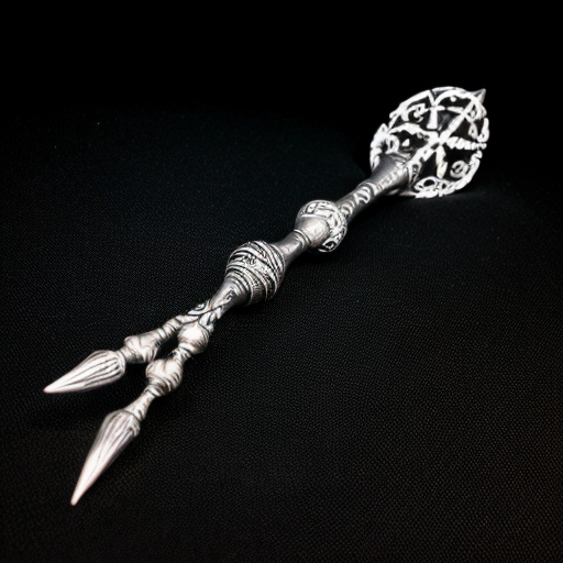 silver and white mystical wand on a solid black background